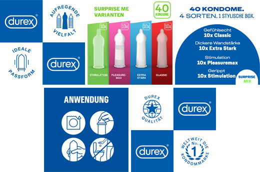 DUREX Surprise me kondomer mix i æske, 40 stk