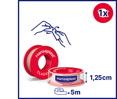 HANSAPLAST Klassisk 1,25 cm x 5 m fikseringsgips, 1 stk