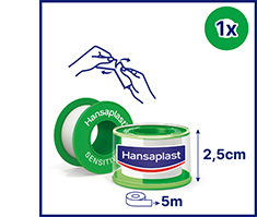HANSAPLAST Fikseringsplaster Sensitive 2,5 cmx5 m, 1 stk