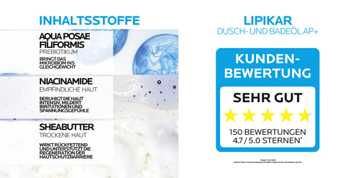ROCHE-POSAY Lipikar bruse- og badeolie AP+, 750 ml