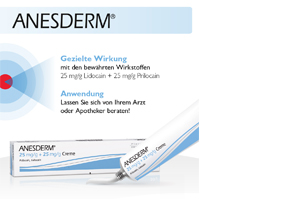 ANESDERM 25 mg/g + 25 mg/g creme + 2 plastre, 5 g