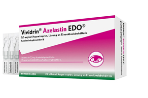 VIVIDRIN Azelastin EDO 0,5 mg/ml ophthalmisk opløsning i EDP, 20X0,6 ml