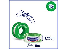 HANSAPLAST Sensitivt fikseringsplaster 1,25 cmx5 m, 1 stk