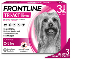FRONTLINE Tri-Act-opløsning til drypning på hunde 2-5 kg, 3 stk