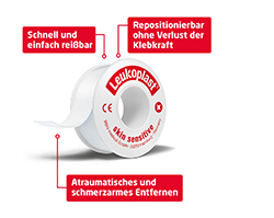 LEUKOPLAST Skin Sensitive 1,25 cmx2,6 m m. beskyttelsesring, 1 stk