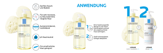 ROCHE-POSAY Lipikar bruse- og badeolie AP+, 750 ml