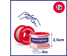 HANSAPLAST Klassisk 2,5 cm x 5 m fikseringsgips, 1 stk