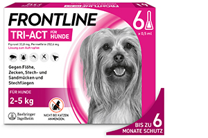 FRONTLINE Tri-Act-opløsning til drypning på hunde 2-5 kg, 6 stk