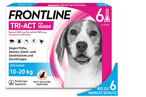 FRONTLINE Tri-Act-opløsning til drypning på hunde 10-20 kg, 6 stk