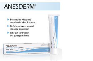 ANESDERM 25 mg/g + 25 mg/g creme + 2 plastre, 5 g