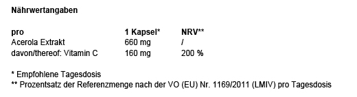 VITAMIN C 160 mg acerolaekstrakt rene veganske kapsler, 180 kapsler