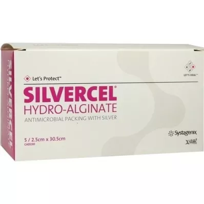 SILVERCEL Hydroalginat tamponade 2,5x30,5 cm, 5 stk