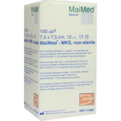 SCHLITZKOMPRESSEN 7,5x7,5 cm ikke-steril 12-fold, 100 stk