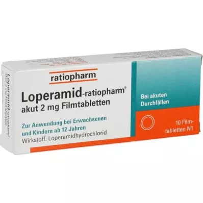 LOPERAMID-ratiopharm akut 2 mg filmovertrukne tabletter, 10 stk