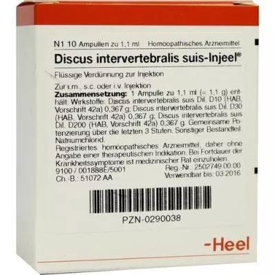 DISCUS INTERVERTEBRALIS suis Injeel ampuller, 10 stk