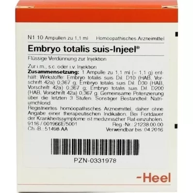 EMBRYO totalis suis Injeel ampuller, 10 stk