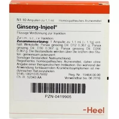 GINSENG INJEEL Ampuller, 10 stk