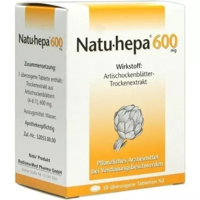 NATU HEPA 600 mg overtrukne tabletter, 50 stk