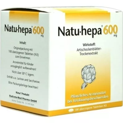 NATU HEPA 600 mg overtrukne tabletter, 100 stk