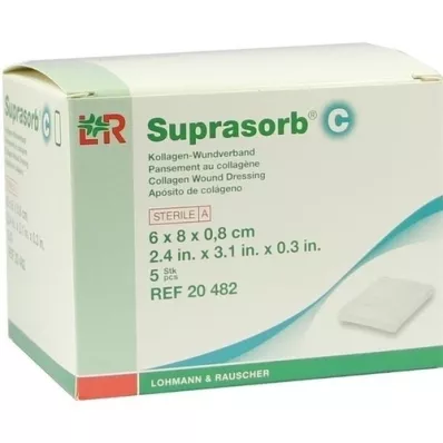SUPRASORB C Kollagen sårbandage 0,8x6x8 cm, 5 stk