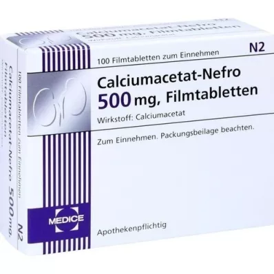 CALCIUMACETAT NEFRO 500 mg filmovertrukne tabletter, 100 stk