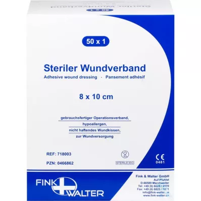 WUNDVERBAND steril 8x10 cm, 50 stk