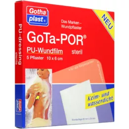 GOTA-POR PU Sårfilm 10x6 cm steril gips, 5 stk