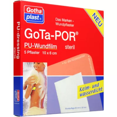 GOTA-POR PU Sårfilm 10x6 cm steril gips, 5 stk
