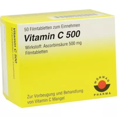VITAMIN C 500 filmovertrukne tabletter, 50 stk