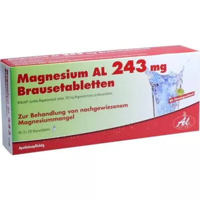 MAGNESIUM AL 243 mg brusetabletter, 40 stk