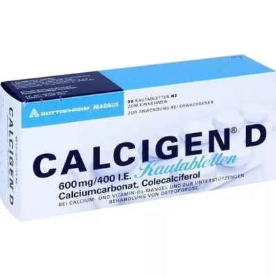 CALCIGEN D 600 mg/400 IE tyggetabletter, 50 stk