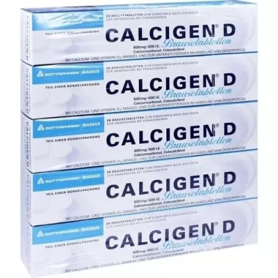 CALCIGEN D 600 mg/400 IE brusetabletter, 100 stk CALCIGEN D 600 mg/400 IE brusetabletter, 100 stk