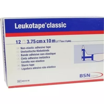 LEUKOTAPE Classic 3,75 cmx10 m blå, 12 stk