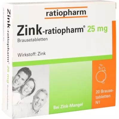 ZINK-RATIOPHARM 25 mg brusetabletter, 20 stk