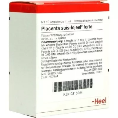 PLACENTA SUIS Injeel forte ampuller, 10 stk