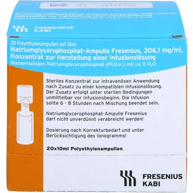 NATRIUMGLYCEROPHOSPHAT Ampul infusionsopløsning koncentrat, 20X10 ml NATRIUMGLYCEROPHOSPHAT Ampul infusionsopløsning koncentrat, 20X10 ml
