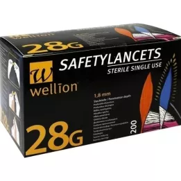 WELLION Sikkerhedslancetter 28 G sikkerheds-engangslanse, 200 stk