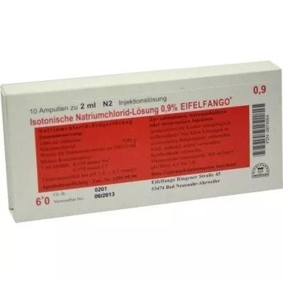 ISOTONISCHE NaCl-opløsning 0,9% Eifelfango Inj. opløsning, 10x2 ml