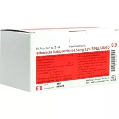 ISOTONISCHE NaCl-opløsning 0,9% Eifelfango Inj. opløsning, 50x2 ml