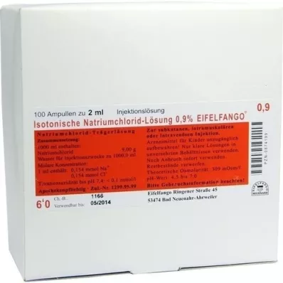 ISOTONISCHE NaCl-opløsning 0,9% Eifelfango Inj. opløsning, 100x2 ml