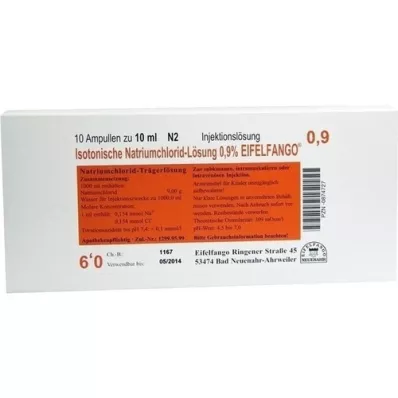 ISOTONISCHE NaCl-opløsning 0,9% Eifelfango Inj. opløsning, 10x10 ml