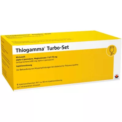THIOGAMMA Turbosæt injektionsflasker, 5X50 ml THIOGAMMA Turbosæt injektionsflasker, 5X50 ml