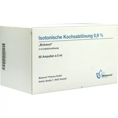 ISOTONISCHE Saltvandsopløsning 0,9% Biokanol ampuller, 60X2 ml