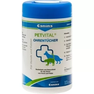 PETVITAL Vådservietter til veterinære ører, 120 stk