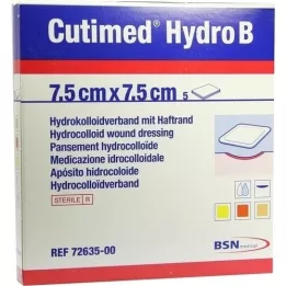 CUTIMED Hydro B Hydrok.Ver.7,5x7,5 cm med selvklæbende stang, 5 stk