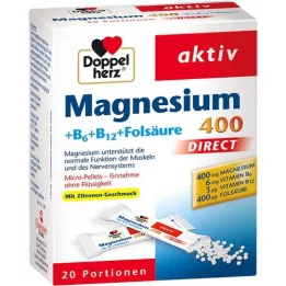 DOPPELHERZ Magnesium + B-vitaminer DIRECT piller, 20 stk