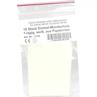 MUNDSCHUTZ PAPIERVLIES med gummibånd hvid, 10 stk