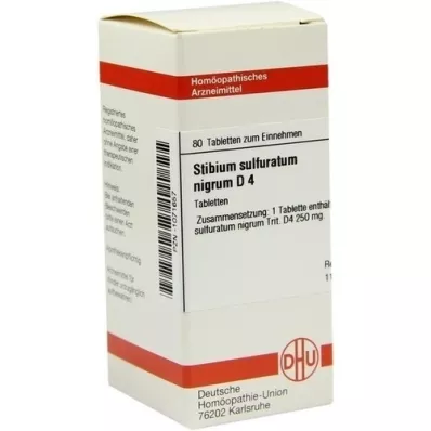 STIBIUM SULFURATUM NIGRUM D 4 tabletter, 80 stk