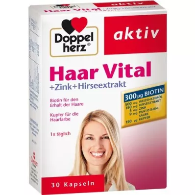 DOPPELHERZ Hair Vital + Zink + Hirseekstrakt Kapsler, 30 stk DOPPELHERZ Hair Vital + Zink + Hirseekstrakt Kapsler, 30 stk