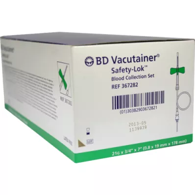 BD VACUTAINER Safety Lok 21 G 18 cm blodopsamlingssæt, 50 stk
